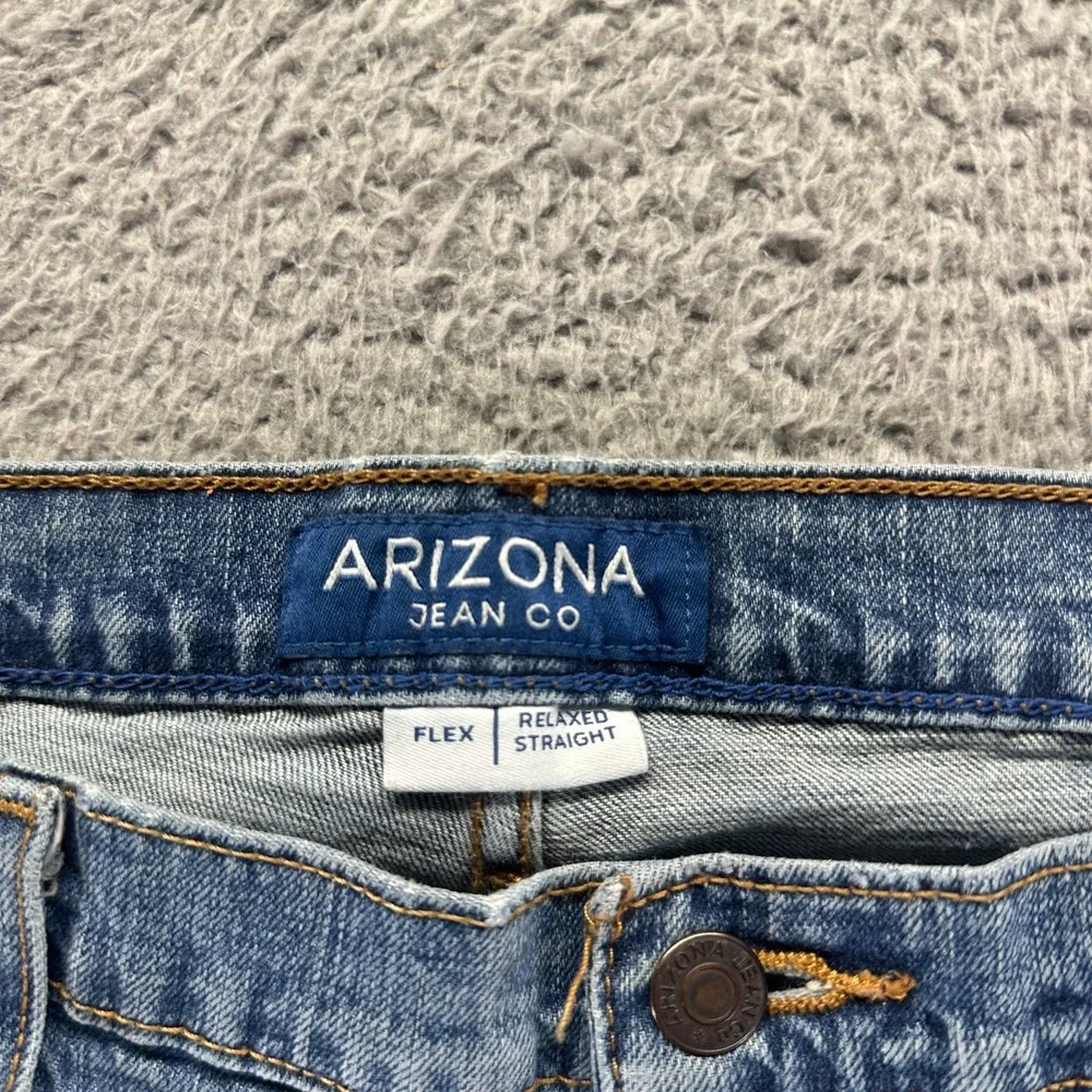 Arizona Flex Jeans Mens 34x32 Blue Denim Straight Relaxed Faded Workwear Stretch